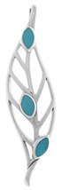 Jewelry Trends Sterling Silver Large Leaf Pendant with Created Turquoise - £36.37 GBP