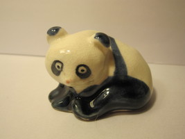 old Chinese Panda 2&quot; long statue - w/ blue #296 - $6.00