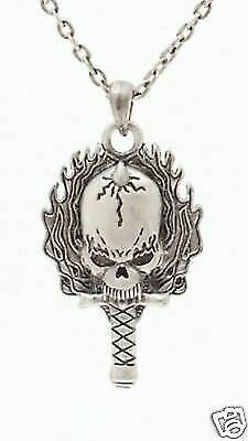 FLAMING DAGGER SKULL PENDANT ALLOY NECKLACE FASHION - $13.99