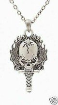 Flaming Dagger Skull Pendant Alloy Necklace Fashion - £11.18 GBP