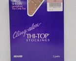 2 Pair Vintage Sears Cling-Alon Thigh Thi-Top Stockings Nude Size Tall -... - $12.77