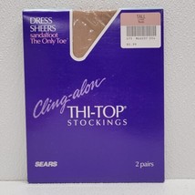 2 Pair Vintage Sears Cling-Alon Thigh Thi-Top Stockings Nude Size Tall -... - £10.08 GBP