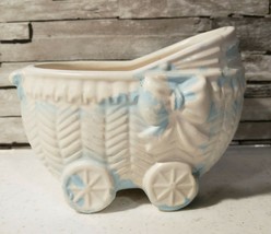 Vintage Napcoware Blue Stroller Planter Baby Carriage Ceramic C-6906 - £7.98 GBP