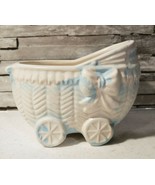 Vintage Napcoware Blue Stroller Planter Baby Carriage Ceramic C-6906 - $9.99