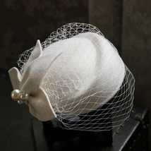 Veil wedding church cocktail fedora party fascinator hat hat jehouze ivory white 293795 thumb200