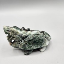 Green Dragon Turtle Figurine Hand Carved Stone Chinese Sculpture Moss Agate? 340 - £115.85 GBP