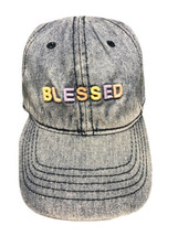 Time And Tru Ladies Embroidered Blessed Baseball Cap Hat Denim Blue Acid... - $14.99