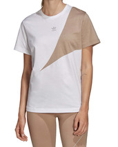 adidas Womens Cotton Colorblocked Boyfriend T-shirt Size XX-Small Color White - £46.27 GBP