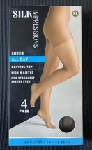 Silk Impressions Sheer All Day Control Top High Waisted 4Pair XL Coffee ... - $10.88