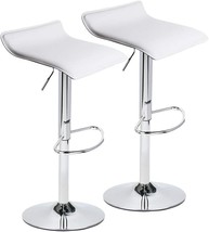 Set Of 2 Barstools, Gaslift Pub Counter Chairs, Pu Leather, Chrome Base. - £87.40 GBP