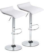 Set Of 2 Barstools, Gaslift Pub Counter Chairs, Pu Leather, Chrome Base. - £85.96 GBP