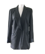 Susan Graver Women&#39;s Blazer Jacket Size 10 Faux Leather Contrasting Trim... - $29.64
