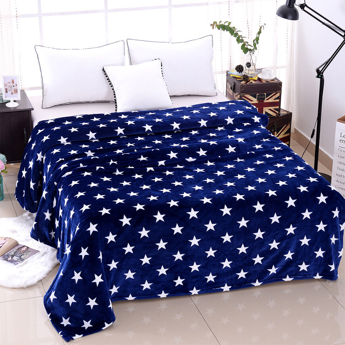 Navy Star New light weight Throw Flannel Blanket King Size - £52.74 GBP