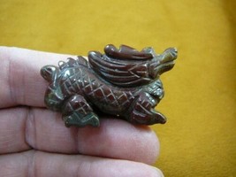 (Y-DRA-CDW-556) little brown red winged Chinese Dragon MYTHICAL carving gemstone - £11.10 GBP