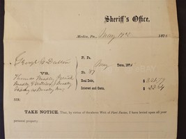 1875 antique SHERIFF JUDGMENT media pa webster GEORGE DUTTON vs BRADLEY ... - £70.07 GBP