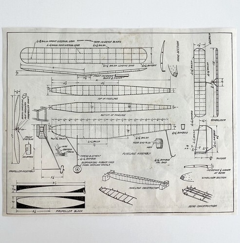 1931 Aviation Airplane Blueprint Pattern Antique Ephemera Art Print Unknown Make Item image 2