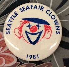 Vintage Pinback Button Seattle Seafair Clowns Washington State 1981 Adve... - $385.07 MXN