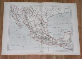 1887 Original Antique Map Of Mexico - $27.80