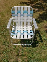 Vintage Webbed Aluminum Frame Lawn Patio Folding Lawn Chair - Retro- Multi Color - £31.27 GBP