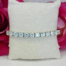 10Ct Round Cubic zirconia  Tennis 7&quot; Bracelet 14K White Gold Plated-Silver - £284.88 GBP