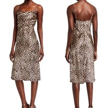 BEBE satin leopard print cowl neck midi slip dress size xs cocktail party - £27.06 GBP