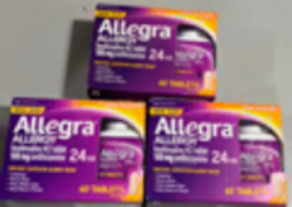 Allegra Allergy 24hr 60 Tablets, Lot of 3, 180 total, Exp 2024 - £35.40 GBP