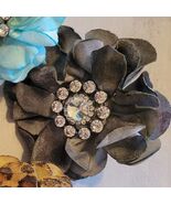 Hand Dyed Floral Crystal Center Velvet Scarf Tee Slide or Ring Black - $363.21 MXN