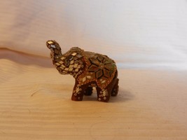 Brown Jeweled Resin Elephant Figurine With Trunk Up For Good Luck 2.625&quot;... - $30.00