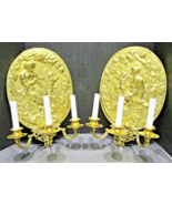Pair of Large Antique Late 19th Century Bronze Repousse Wall Sconces Ele... - $1,183.05
