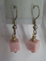 Pink Small Dice Dangle Earrings Hook Painted Dots Youth Tween Fashion Jewelry - £3.74 GBP