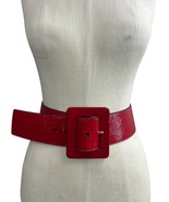 Vintage YSL Yves Saint Laurent Red Leather Wide Belt Size M/75- Up to 30... - $123.74