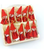 Vintage West German Handmade Wool Santa Miniatures Christmas Tree Ornaments - $27.84 CAD