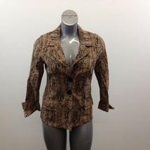 Cheryl Noah Tan Black Snake Print Blazer Jacket Women&#39;s Size Small Long ... - $7.92