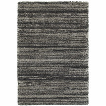 6 X 9 Charcoal Silver And Grey Geometric Shag Power Loom Stain Resistant Area - €405,30 EUR