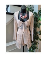 Women&#39;s 2 Piece Medium Peach Pink Long Sleeve Zip Front Corset Style Sho... - $48.48 CAD