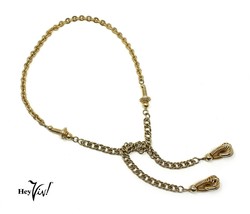 Vintage Ornate Gold Metal Chain Lariat Necklace- Tie To Close- 30&quot; Long-... - £20.37 GBP