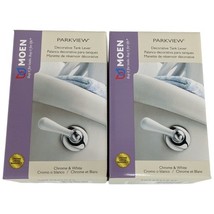 Chrome and White Toilet Handles 2 Moen Parkview Tank Levers DN8601WCH - $30.29