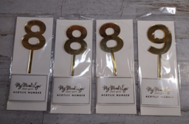 4 My Mind&#39;s Eye Acrylic Number Cake Toppers Gold Mirrored Birthday #8 - #9 - $8.37