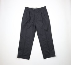 Vtg 90s Chaps Ralph Lauren Mens 34x30 Wool Pleated Wide Leg Pants Charcoal Gray - £55.22 GBP