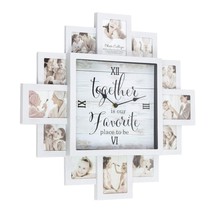 White Farmhouse Shabby-Chic Together Picture Frame Collage Wall Clock Pl... - $54.44