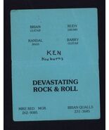 BUSINESS CARD for THE WARRIORS - Devastating Rock &amp; Roll Member Names - $9.41
