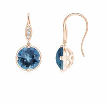 ANGARA London Blue Topaz Fish Hook Earrings with Diamond in 14K Rose Gold - £325.90 GBP