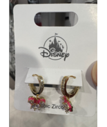 Disney Parks Cubic Zirconia Mickey Mouse Gold Color with Pink Earrings NEW - $587.29 MXN