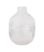 White Frosted Glass Vase with Floral Etching - 829236 - $855.25 MXN