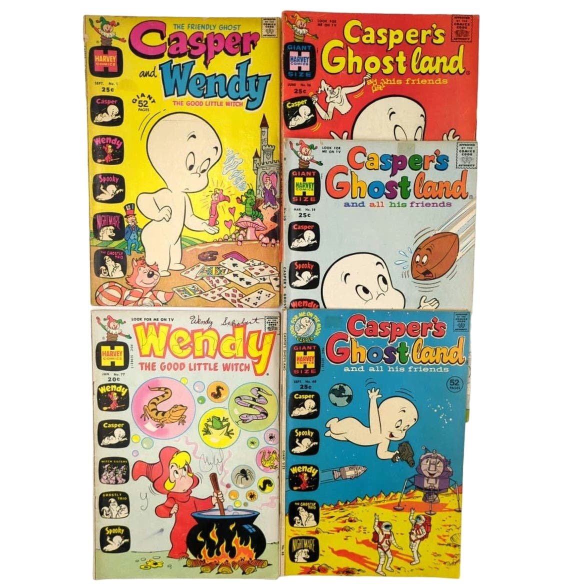 5 Casper Wendy Ghostland Comic Book Lot Harvey Silver Age 60s 70s First Issue - $49.49