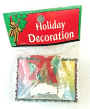 Vintage Diorama Christmas Ornament Glitter Dove Tree Plastic Pastel 3&quot; - $149.76 MXN