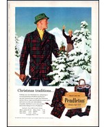 1950s Pendleton Men&#39;s Sportswear PRINT AD Cutting Down Christmas Tree BX1 - $15.99 CAD