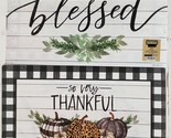 2 REVERSIBLE NON CLEAR PLASTIC PLACEMATS,12&quot;x18&quot;, SO VERY THANKFUL &amp; BLE... - $12.86