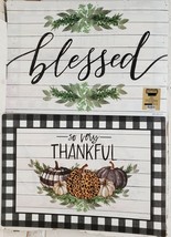 2 REVERSIBLE NON CLEAR PLASTIC PLACEMATS,12&quot;x18&quot;, SO VERY THANKFUL &amp; BLE... - £10.07 GBP