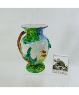 Vase Hand Painted Italian Style House 3D Trees Raised Relief Numbered 7&quot; - €51,70 EUR